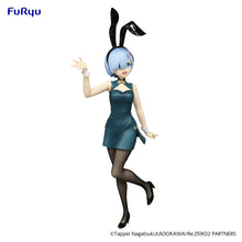 Load image into Gallery viewer, Free UK Royal Mail Tracked 24hr delivery 

Beautiful statue of Rem from the popular anime series Re:Zero Starting Lift in Another World. This pretty figure is launched by Good Smile Company as part of their latest FuRyu BiCute Bunnies collection. 

The creator did a marvelous job sculpting this piece, showing Rem posing stunningly in her beautiful dress, and wearing her Bunny hairband. 

This PVC statue stands at 35cm tall, and packaged in a gift/collectible box from Bandai.
