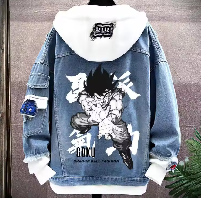 Dragon Ball Z - Son Goku - Denim Anime Jacket with hood - Unisex