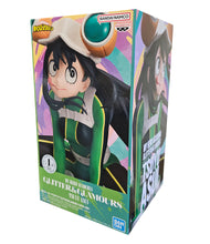 Load image into Gallery viewer, Free UK Royal Mail Tracked 24hr delivery 

Beautiful statue of Tsuyu Asui from the popular anime series My Hero Academia. This statue is launched by Banpresto as part of their latest Glitter &amp; Glamours collection. 

The statue is created beautifully, showing Tsuyu Asui posing beautifully in her Hero outfit. -Stunning! 

This PVC figure stands at 14cm tall, and packaged in a gift/collectible box from Bandai.

Official brand: Banpresto / Bandai 

EAN: 4983164297478

Excellent gift for any My Hero Academia fan
