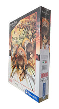 Load image into Gallery viewer, Free UK Royal Mail Tracked 24hr Delivery   Official Attack On Titan puzzle set launched by Clementoni.   1000 pieces premium print jigsaw puzzle with striking images and in great detail.  Excellent gift for any Attack On Titan fan or anyone who loves a puzzle challenge.   Made in Italy.   The completed picture measured at 70 x 50cm.    Official brand: Clementoni  EAN: 8005125397273
