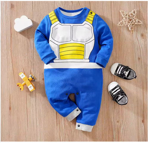 Free UK Royal Mail Tracked 24hr delivery

This super cute jumpsuit adapted from the popular anime series Dragon Ball Z is made of super soft cotton, the material makes the jumpsuit really soft and breathable, comfortable to wear with easy buttoned designed trousers for nappy change.

Transform your baby with this amazing outfit, and look super cute and super cool, and its super comfortable too.

Excellent gift for any anime fan who has a new-born baby in the family.

Sizes:

Age: 0-3 months Size (59)

Age: 