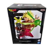 Load image into Gallery viewer, Unleash the Power of Super Saiyan Broly

Bring the overwhelming power of Broly to your collection with this officially licensed Dragon Ball Z GX Materia Figure by Banpresto / Bandai Spirits.

Standing approximately 22cm tall, Broly is captured in his imposing Super Saiyan form while preparing to unleash a devastating energy attack. The translucent green energy effect creates a dramatic sense of movement and makes this figure immediately stand out on display.

With his enormous physique, golden Super Saiyan 
