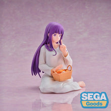 Load image into Gallery viewer, A PEACEFUL MOMENT WITH FERN
Step away from magical battles and adventures with this charming Fern Yumemirize Nap Ver. Figure from Frieren: Beyond Journey's End, officially released by SEGA / Good Smile Company.

This beautifully relaxed collectible captures a quieter side of Fern, dressed in her simple white nightwear with her long purple hair flowing naturally behind her. Rather than wielding her staff or preparing a spell, Fern is shown kneeling peacefully while holding a detailed basket of food, creating
