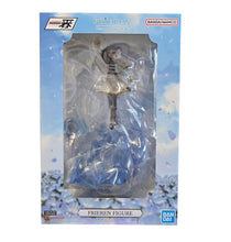 Load image into Gallery viewer, Bring the Magic of Frieren to Your Collection

Celebrate one of modern anime's most beloved fantasy characters with this officially licensed Frieren Ichibansho Figure by Bandai Spirits from Frieren: Beyond Journey's End.

Standing an impressive approximately 27cm tall, Frieren is captured in a graceful action pose wielding her staff, surrounded by flowing translucent blue effects that give the figure a wonderful sense of movement and magic.

Her distinctive white and gold outfit, long silver hair and beauti
