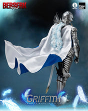 Load image into Gallery viewer, Free UK Royal Mail Tracked 24hr delivery 

Spectacular statue of Griffith from the legendary anime Berserk. This premium 40 point articularted statue is launched by Threezero&#39;s as part of their latest release. 

1/6th scale (approximately 30cm tall) articulated statue, the customized body which has over 40 points of articulation. The figure is constructed of ABS, PVC and POM. The costume uses fabric to cover the movable joint of the armors. Threezero&#39;s notable detailed paint works are applied to highlight a
