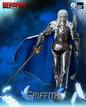 Load image into Gallery viewer, Free UK Royal Mail Tracked 24hr delivery 

Spectacular statue of Griffith from the legendary anime Berserk. This premium 40 point articularted statue is launched by Threezero&#39;s as part of their latest release. 

1/6th scale (approximately 30cm tall) articulated statue, the customized body which has over 40 points of articulation. The figure is constructed of ABS, PVC and POM. The costume uses fabric to cover the movable joint of the armors. Threezero&#39;s notable detailed paint works are applied to highlight a
