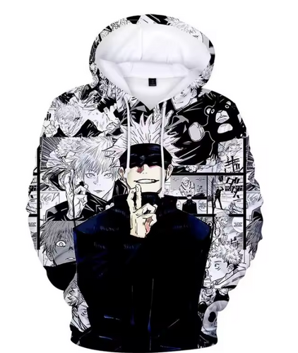 Free UK Royal Mail Tracked 24hrs delivery

Stunning design of Jujutsu Kaisen - Satoru Gojo hoodie. 

Premium DTG technology prints the design directly onto the hoodie which makes the design really stand out, easy to wash, and the colours will not fade or crack.

The silken style of this polyester hoodie makes it lightweight and comfortable to wear. A large front pocket and an adjustable hood with drawstrings.

Excellent gift for any Jujutsu Kaisen fan.

Material: Polyester 