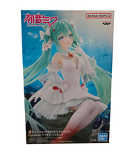 Load image into Gallery viewer, Free UK Royal Mail Tracked 24hr delivery 

Beautiful statue of Hatsune Mike (Global Vocaloid Superstar). This figure is launched by Banpresto as part of their latest Clearluxe collection. 

This statue is created meticulously, showing Hatsune Mike posing elegantly, sitting position in her white dress. -Stunning! 

This PVC statue stands at 18cm tall, and packaged in a gift/collectible box from Bandai. 

Official brand: Banpresto / Bandai

EAN: 4983164291742

Excellent gift for any Hatsune Miku fan. 

This i

