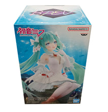Load image into Gallery viewer, Free UK Royal Mail Tracked 24hr delivery 

Beautiful statue of Hatsune Mike (Global Vocaloid Superstar). This figure is launched by Banpresto as part of their latest Clearluxe collection. 

This statue is created meticulously, showing Hatsune Mike posing elegantly, sitting position in her white dress. -Stunning! 

This PVC statue stands at 18cm tall, and packaged in a gift/collectible box from Bandai. 

Official brand: Banpresto / Bandai

EAN: 4983164291742

Excellent gift for any Hatsune Miku fan. 

This i
