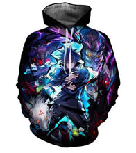Load image into Gallery viewer, Free UK Royal Mail Tracked 24hrs delivery

Stunning design of Jujutsu Kaisen - Megumi Fushiguro hoodie. 

The silken style of this polyester hoodie makes it lightweight and comfortable to wear. A large front pocket and an adjustable hood with drawstrings. Premium DTG design, easy to wash, and the colours will not fade or crack.

Excellent gift for any Jujutsu Kaisen fan.

Material: Polyester 

Size: Unisex
