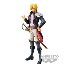 Load image into Gallery viewer, Free UK Royal Mail Tracked 24hr delivery  Stunning statue of Sanji from the legendary anime ONE PIECE. This fabulous statue is launched by Banpresto as part of their latest The Grandline Men collection vol.4.   The creator did a astonishing job with this piece, showing Sanji posing in his leather pirate outfit, wearing his shades, and holding a cigarette. - Stunning !   This PVC figure stands at 17cm tall, and packaged in a gift/collectible box from Bandai.   Official brand: Banpresto / Bandai
