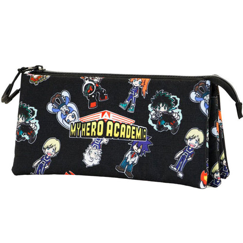 Free UK Royal Mail Tracked 24hr delivery   Official MY Hero Academia pencil case.   This pencil case is launched by Karactermania as part of their latest collection.   The pencil case has a main compartment zip, once unzipped the pencil case splits into three sections, and the middle compartment will have another zip closure. - Excellent design, and great for school/college.   Size: 23cm x 11cm   Official brand: Karactermania 