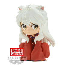 Load image into Gallery viewer, Super cute figure of Inuyasha (Known as &quot;Dog Demon&quot;) from the classic anime Inuyasha. This figure is launched by Banpresto as part of their latest sitting Q Posket collection.   This figure is created beautifully, showing the half-demon son Inuyasha posing in sitting position.   This PVC figure stands at 9cm tall, and packaged in a gift/collectible box from  Bandai. 
