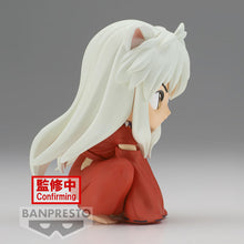 Load image into Gallery viewer, Super cute figure of Inuyasha (Known as &quot;Dog Demon&quot;) from the classic anime Inuyasha. This figure is launched by Banpresto as part of their latest sitting Q Posket collection.   This figure is created beautifully, showing the half-demon son Inuyasha posing in sitting position.   This PVC figure stands at 9cm tall, and packaged in a gift/collectible box from  Bandai. 
