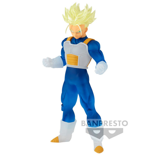 Explosive statue of Super Saiyan Trunks from the legendary anime Dragon Ball Super. This figure is launched by Banpresto as part of their latest Clearise collection.  The creator did a fantastic job with this piece, showing Trunks posing in his Saiyan armour and in Super Saiyan mode. The new Clearise crystal effect of the hair really made this statue a special one for any fan.  This PVC statue stands at 18cm tall, and packaged in a gift/collectible box from Bandai.
