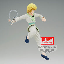 Load image into Gallery viewer, Free UK Royal Mail Tracked 24hr delivery  

Striking statue of Kurapika from the popular anime series Hunter X Hunter. This super cool statue is launched by Banpresto as part of their latest Vibration Stars Collection. 

This figure is created meticulously, showing Kurapika posing in battle swinging his Dowsing Chain (The chain on Kurapika&#39;s ring finger is used to track and locate things). - Stunning! 

This PVC statue stands at 15cm tall, and packaged in a gift/collectible box from Bandai. 
