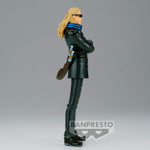 Load image into Gallery viewer, FROM SPOILED SON TO MARINE SWORDSMAN
Bring one of One Piece's most transformed characters to your collection with this officially licensed Helmeppo DXF The Grandline Series Figure from ONE PIECE FILM RED, produced by Banpresto.

Helmeppo is captured in his distinctive Film Red appearance, standing confidently with his arms crossed and dressed from head to toe in black. His long blond hair, sunglasses and striking blue detailing give the figure an instantly recognisable look.

Look closely and you'll also sp
