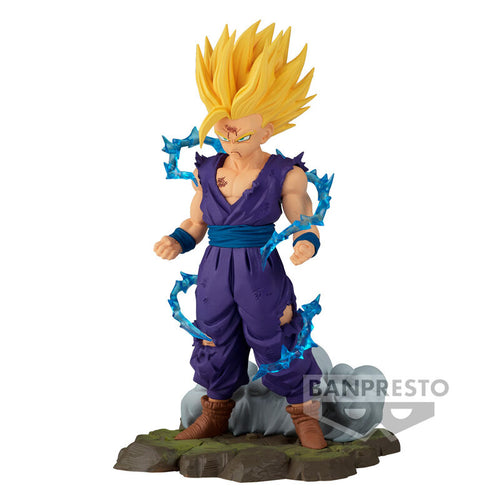 Free UK Royal Mail Tracked 24hr delivery    Stunning statue of Super Saiyan Son Gohan from the legendary anime Dragon Ball Z. This spectacular piece is launched by Banpresto as part of their latest History Box collection vol.10.   The creator finished this piece in excellent fashion showing Son Gohan in his Super Saiyan form, standing on the field within the cloud of smoke, and electric blue energy field around the body. - Truly amazing ! 