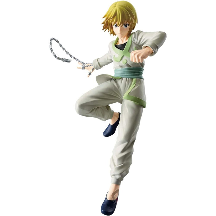 Free UK Royal Mail Tracked 24hr delivery  

Striking statue of Kurapika from the popular anime series Hunter X Hunter. This super cool statue is launched by Banpresto as part of their latest Vibration Stars Collection. 

This figure is created meticulously, showing Kurapika posing in battle swinging his Dowsing Chain (The chain on Kurapika's ring finger is used to track and locate things). - Stunning! 

This PVC statue stands at 15cm tall, and packaged in a gift/collectible box from Bandai. 