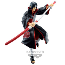 Load image into Gallery viewer, Free UK Royal Mail Tracked 24hr delivery   Striking figure of Itachi Uchiha from the legendary anime Naruto. This statue is launched by Banpresto as part of their latest NARUTOP99 collection.   This statue is created meticulously, showing Itachi posing in battlemode drawing his sword, wearing his Akatsuki cloak.   This PVC statue stands at 16cm, and packaged in a gift/collectible box from Bandai.
