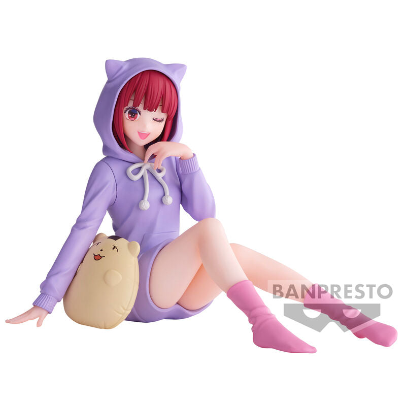 Free UK Royal Mail Tracked 24hr delivery 

Beautiful statue of Kana Arima from the popular anime series Oshi no Ko. This figure is launched by Banpresto as part of their latest Relax Time collection. 

The creator has completed this statue in excellent fashion, showing Kana posing beautifully in her lilac hoodie and holding her plush cushion. 
