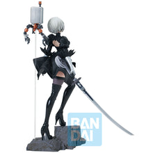 Load image into Gallery viewer, Free UK Royal Mail Tracked 24hr delivery 

Exceptional statue of 2B (YoRHa No. 2 Type B) and her loyal pod 042 from the popular video Nier: Automata. This amazing statue set is launched by Ichibansho Figure as part of their latest collection - Another. 

This statue set is created meticulously, showing 2B posing beautifully in her battle gear, standing on top of the rock (base included), holding her sword, with her pod 042 beside her. - Stunning ! 
