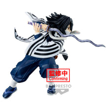 Load image into Gallery viewer, Free UK Royal Mail Tracked 24hr delivery  

Captivating statue of Obanai Iguro from the popular anime series Demon Slayer. This super cool statue is launched by Banpresto as part of their latest Vibration Stars Collection. 

This figure is created meticulously, showing Obanai posing in battle swinging his serpent nichirin blade. - Stunning! 

This PVC statue stands at 11cm tall, and packaged in a gift/collectible box from Bandai. 

Official brand: Banpresto / Bandai
