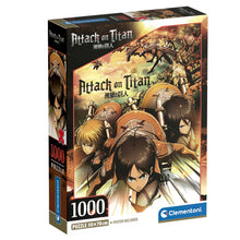 Load image into Gallery viewer, Free UK Royal Mail Tracked 24hr Delivery   Official Attack On Titan puzzle set launched by Clementoni.   1000 pieces premium print jigsaw puzzle with striking images and in great detail.  Excellent gift for any Attack On Titan fan or anyone who loves a puzzle challenge.   Made in Italy.   The completed picture measured at 70 x 50cm.    Official brand: Clementoni  EAN: 8005125397273
