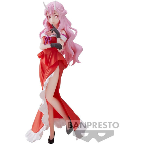 Stunning statue of Shuna from the popular anime series That Time I Got Reincarnated as a Slime. This statute is launched by Banpresto as part of their latest collection celebrating the 10th Anniversary.   This statue is created exquisitely, showing the high priestess posing beautifully in her red dress. Truly stunning !   This PVC figure stands at 16cm tall, and packaged in a gift/collectible  box from Bandai. 