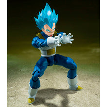 Load image into Gallery viewer, Free UK Royal Mail Tracked 24hr Delivery   

Spectacular statue of Vegeta (Super Saiyan God Super Saiyan Vegeta)  from the the legendary anime Dragon Ball Super. This premium figure is launched by Tamashii Nations as part of their new S.H.Figuarts collection - Unwavering Saiyan Pride.

The set comes with four facial expressions, premium articulated figure of Vegeta (14 point articulation), and three pairs of hands (included the folded arms). 
