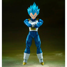 Load image into Gallery viewer, Free UK Royal Mail Tracked 24hr Delivery   

Spectacular statue of Vegeta (Super Saiyan God Super Saiyan Vegeta)  from the the legendary anime Dragon Ball Super. This premium figure is launched by Tamashii Nations as part of their new S.H.Figuarts collection - Unwavering Saiyan Pride.

The set comes with four facial expressions, premium articulated figure of Vegeta (14 point articulation), and three pairs of hands (included the folded arms). 
