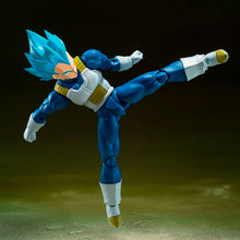 Load image into Gallery viewer, Free UK Royal Mail Tracked 24hr Delivery   

Spectacular statue of Vegeta (Super Saiyan God Super Saiyan Vegeta)  from the the legendary anime Dragon Ball Super. This premium figure is launched by Tamashii Nations as part of their new S.H.Figuarts collection - Unwavering Saiyan Pride.

The set comes with four facial expressions, premium articulated figure of Vegeta (14 point articulation), and three pairs of hands (included the folded arms). 
