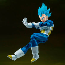 Load image into Gallery viewer, Free UK Royal Mail Tracked 24hr Delivery   

Spectacular statue of Vegeta (Super Saiyan God Super Saiyan Vegeta)  from the the legendary anime Dragon Ball Super. This premium figure is launched by Tamashii Nations as part of their new S.H.Figuarts collection - Unwavering Saiyan Pride.

The set comes with four facial expressions, premium articulated figure of Vegeta (14 point articulation), and three pairs of hands (included the folded arms). 
