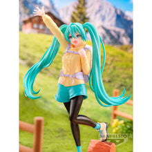 Load image into Gallery viewer, Free UK Royal Mail Tracked 24hr delivery 

Stunning statue of Hatsune Miku (Global Vocaloid Superstar). This beautiful figure is launched by Banpresto as part of their latest collection - Mountain Climbing Holiday Memories.

This statue is created remarkably, showing Hatsune Miku posing elegantly in her hiking gear and backpack. - Stunning ! 

This PVC statue stands at 20cm tall, and packaged in a gift/collectible box from Bandai. 
