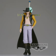 Load image into Gallery viewer, Free UK Royal Mail Tracked 24hr delivery 

Stunning statue of Dracule Mihawk from the legendary anime ONE PIECE. This figure is launched by Banpresto as part of their latest "The Shukko" collection. 

The creator completed this piece in excellent fashion, showing Dracule Mihawk posing amazingly in his uniform, and with his iconic weapon (one of the 12 Supreme Grade Blades) "Yoru" attached on his back. 

This PVC statue stands at 16cm tall, and packaged in a gift/collectible box from Bandai.

Official brand:
