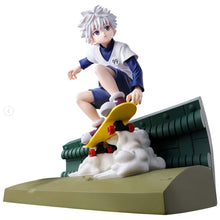 Load image into Gallery viewer, Free UK Royal Mail Tracked 24hr delivery 

Striking statue of Killua Zoldyck from the popular anime series Hunter x Hunter. This beautiful piece is launched by Banpresto as part of their latest Memorable Saga collection.

The creator has created this figure in excellent fashion. Showing Killua Zoldyk captured in motion riding his skateboard. - Stunning! 

This PVC statue stands at 8cm tall, and packaged in a gift / collectible box from Bandai.
