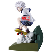 Load image into Gallery viewer, Free UK Royal Mail Tracked 24hr delivery 

Striking statue of Killua Zoldyck from the popular anime series Hunter x Hunter. This beautiful piece is launched by Banpresto as part of their latest Memorable Saga collection.

The creator has created this figure in excellent fashion. Showing Killua Zoldyk captured in motion riding his skateboard. - Stunning! 

This PVC statue stands at 8cm tall, and packaged in a gift / collectible box from Bandai.
