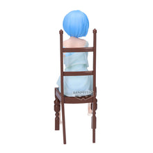 Load image into Gallery viewer, Free UK Royal Mail Tracked 24hr delivery 

Beautiful statue of Rem from the popular anime series &quot;Starting Life in Another World Re:Zero&quot;, this amazing figure is launched by Banpresto as part of their latest Relax Time Series.  

The statue shows Rem posing elegantly in her sky blue night gown sitting on her chair (chair included). The figure is created beautifully. - Truly stunning. 

This PVC figure stands at 20cm tall, and packaged in a premium gift/collectible box from Bandai. 
