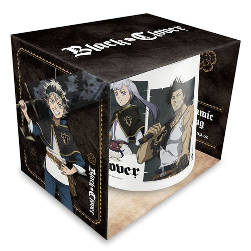 Free UK Royal Mail Tracked 24hr delivery 

Official Black Clover - Characters anime mug. This super cool mug is launched by ERIK as part of their latest collection. Beautiful design showing the main Characters -  Asta, Yuno,  Noelle Silva and Yami. 