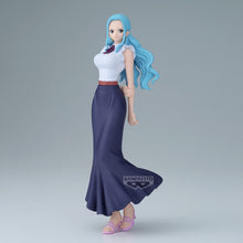 Load image into Gallery viewer, Free UK Royal Mail Tracked 24hr delivery 

Beautiful statue of Nefertari Vivi (Known as Miss Wednesday) from the legendary anime ONE PIECE. This awesome figure is launched by Banpresto as part of their latest The Grandline Series. 

This figure is created stunningly showing Nefertari posing elegantly in her white blouse and dress. 

This PVC statue stands at 18cm tall, and packaged in a gift/collectible box from Bandai.

Official brand: Banpresto / Bandai

EAN: 4983164288315

Excellent gift for any ONE PIEC
