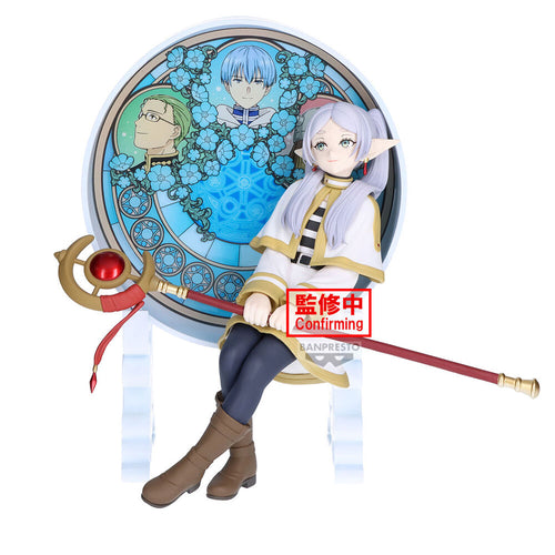 Free UK Royal Mail Tracked 24hr delivery 

Beautiful statue of Frieren from the popular anime Frieren: Beyond Journeys End. This amazing statue is launched by Banpresto as part of their latest Glasscap collection.

This statue is created fabulously, showing Frieren posing elegantly sitting on her seat, holding her staff, reminiscing about the old days in front of the beautiful circular decorated window. - Stunning! 

This PVC statue stands at 15cm tall, and packaged in a gift/collectible box from Bandai.

O