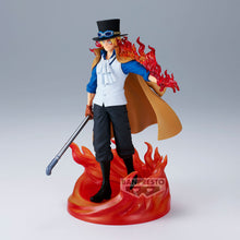 Load image into Gallery viewer, Free UK Royal Mail Tracked 24hr delivery 

Super cool statue of Sabo from the legendary anime ONE PIECE. This figure is launched by Banpresto as part of their latest &quot;The Shukko&quot; collection - Special Edition.

The creator completed this piece in excellent fashion, showing Sabo posing in his pirate uniform, holding his primary weapon (the iron pipe), and releasing fire around him. 

This PVC statue stands at 17cm tall, and packaged in a gift/collectible box from Bandai.

Official brand: Banpresto / Bandai 


