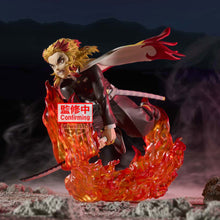 Load image into Gallery viewer, Free UK Royal Mail Tracked 24hr delivery  

Striking statue of Kyōjurō Rengoku from the popular anime series Demon Slayer. This Fiery statue is launched by Banpresto as part of their latest Vibration Stars Collection. 

The creator did a fantastic job with this piece, showing Rengoku posing in battle, performing his flame breathing technique, and striking with his flame hashira sword. Captured in motion perfectly. 

This PVC statue stands at 14cm tall, and packaged in a gift/collectible box from Bandai. 
