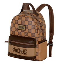 Load image into Gallery viewer, Free UK Royal Mail Tracked 24hr delivery 

Official ONE PIECE backpack / bag. This amazing backpack is launched by Karactermania as part of their latest collection. 

This backpack is made of PVC leather. Liquid repellent outer body (waterproof) with a large front pocket. Interior lining with padded pocket for electronic devices within the main compartment, and two side pockets to store bottles/umbrellas. 
