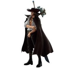 Load image into Gallery viewer, Free UK Royal Mail Tracked 24hr delivery 

Exceptional statue of Dracule Mihawk from the legendary anime ONE PIECE. This amazing statue is launched by Ichibansho Figure as part of their latest Masterlise collection. - The Trials. 

This remarkable statue is created meticulously, showing Dracule Mihawk posing in his  in his iconic long, black high-collared coat and with his primary weapon crucifix-shaped black blade on his back (Yoro). 

This PVC statue stands at 25cm tall, and packaged in a gift/collectible
