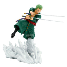 Load image into Gallery viewer, Free UK Royal Mail Tracked 24hr delivery 

Remarkable statue of Roronoa Zoro from the legendary anime ONE PIECE. This spectacular figure is launched by Banpresto as part of their latest Senkozekkei collection. 

This statue is created in excellent detail, showing Roronoa Zoro posing in battle, and wielding two katanas. -Stunning! 

This PVC statue stands at 15cm tall, and packaged in a gift / collectible box from Bandai. 

Official brand: Banpresto / Bandai

EAN: 4983164292053

Excellent gift for any One Pi
