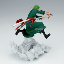 Load image into Gallery viewer, Free UK Royal Mail Tracked 24hr delivery 

Remarkable statue of Roronoa Zoro from the legendary anime ONE PIECE. This spectacular figure is launched by Banpresto as part of their latest Senkozekkei collection. 

This statue is created in excellent detail, showing Roronoa Zoro posing in battle, and wielding two katanas. -Stunning! 

This PVC statue stands at 15cm tall, and packaged in a gift / collectible box from Bandai. 

Official brand: Banpresto / Bandai

EAN: 4983164292053

Excellent gift for any One Pi
