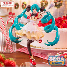 Load image into Gallery viewer, Christmas Comes to Life with Hatsune Miku
Celebrate the festive season with Hatsune Miku in this wonderfully cheerful Christmas 2025 Luminasta Figure by SEGA.

This seasonal version of the world-famous virtual singer gives Miku a charming Christmas makeover, featuring a beautifully detailed festive outfit with warm cream, red and brown tones. Her unmistakable turquoise twin-tails sweep dramatically around the figure, decorated with white accents that add even more character to the Christmas design.

Miku is
