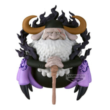Load image into Gallery viewer, Bring one of the most imposing figures from the World Government to your collection with this officially licensed Saint Jaygarcia Saturn Mega WCF Figure from One Piece, produced by Banpresto.

Saint Jaygarcia Saturn is recreated in the distinctive stylised proportions of the Mega World Collectable Figure series, seated with his hands resting upon his cane and an unmistakably stern expression.

The sculpt captures some of Saturn's most recognisable features, including his enormous white beard, curved horns, 
