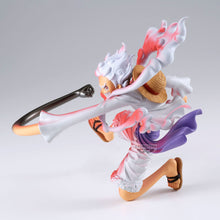 Load image into Gallery viewer, Free UK Royal Mail Tracked 24hr delivery 

Breathtaking statue of Monkey D. Luffy from the legendary anime series ONE PIECE. This amazing statue is launched by Banpresto as part of their latest Battle Record Collection. 

The creator has completed this piece remarkably,  showing Luffy posing stunningly in his Gear 5 form, the details of this statue is sculpted perfectly. -Stunning! 

This PVC statue stands at 13cm tall, and packaged in a beautiful gift/collectible box from Bandai. 

Official brand: Bandai /
